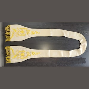 Custom Handmade Priest Stole – Gold Embroidered Church Vestment Gift