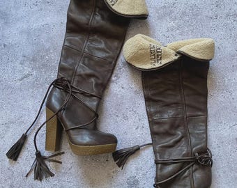 MISS SIXTY Retro Brown High Quality Leather Boots '90 - Etsy
