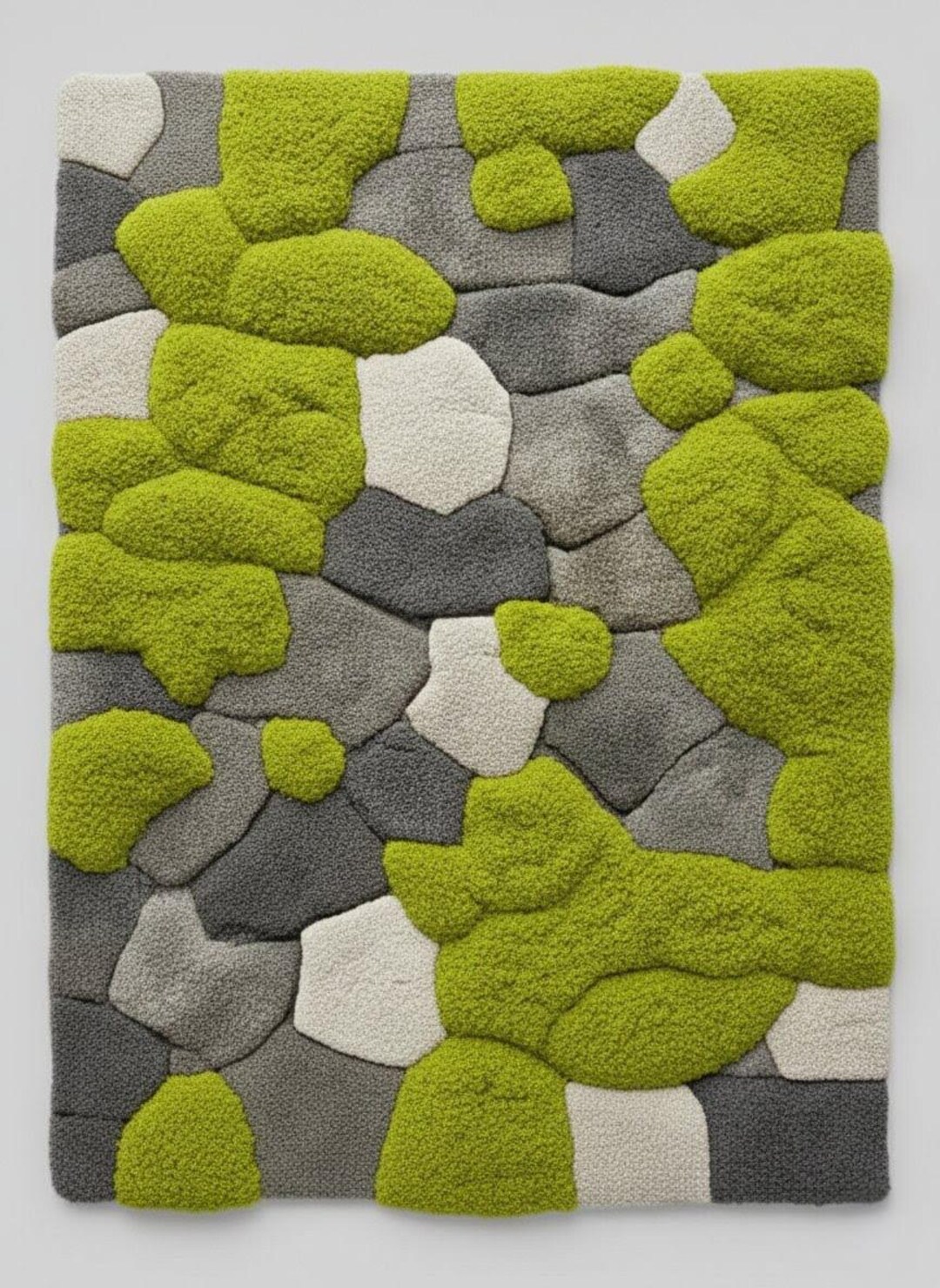Modern Abstract Pebble Rug, Green Gray Hand Tufted Wool Rug ...