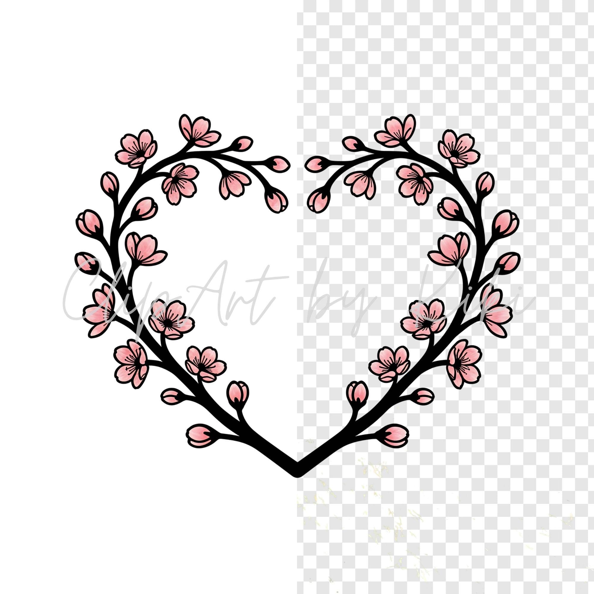 9 Cherry Blossom Floral Clipart PNG Bundle, Modern Graphic Style ...
