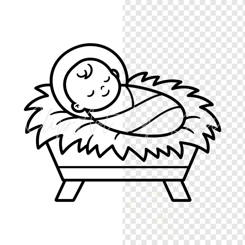 Nativity Scene Coloring Pages, Line Art, Christmas PNG Bundle, Outline ...