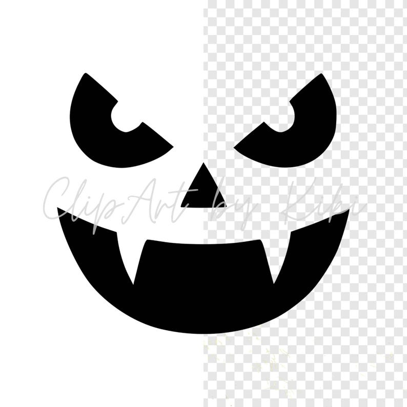 Halloween Pumpkin Faces Silhouette Clipart PNG Bundle, Black Vector ...
