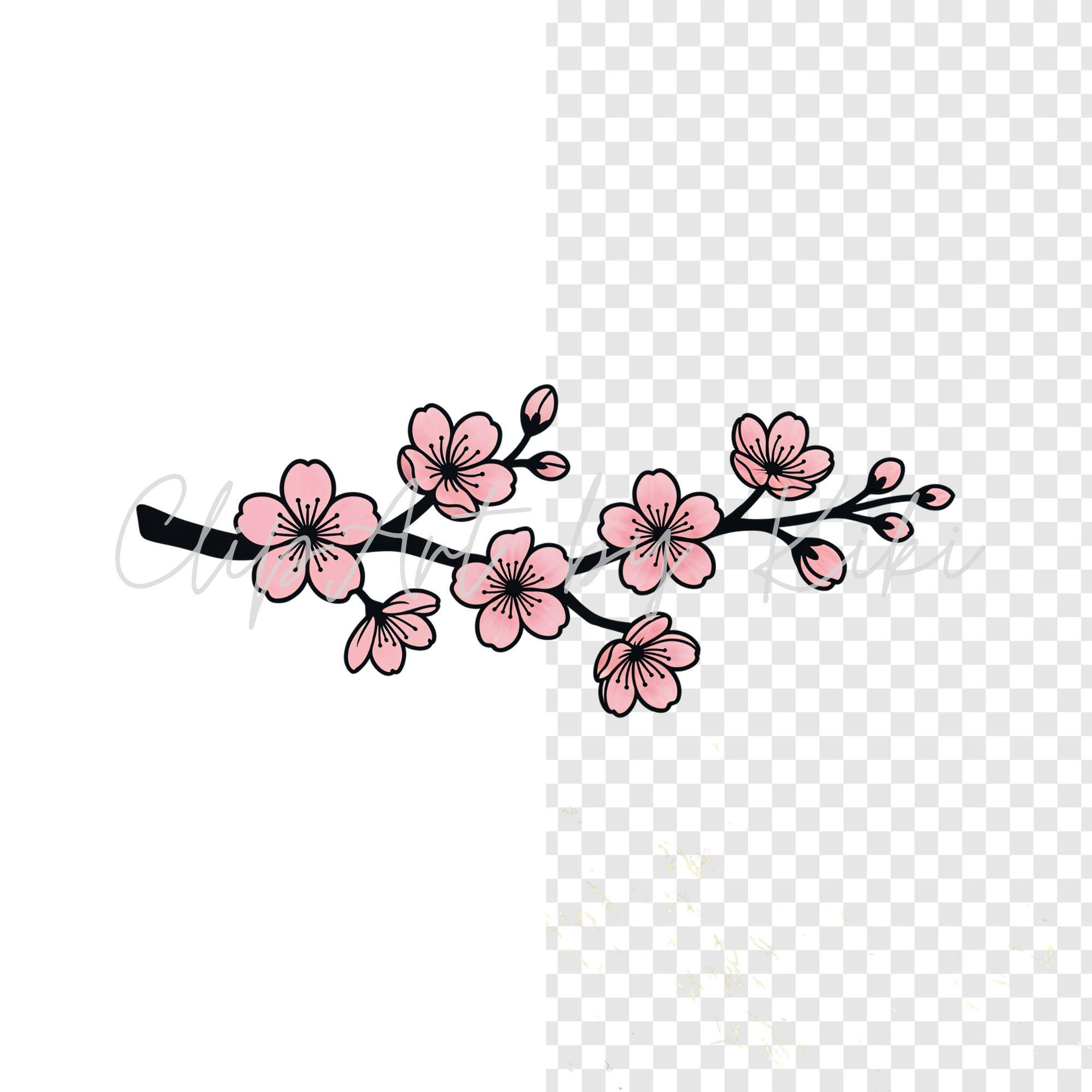 9 Cherry Blossom Floral Clipart PNG Bundle, Modern Graphic Style ...