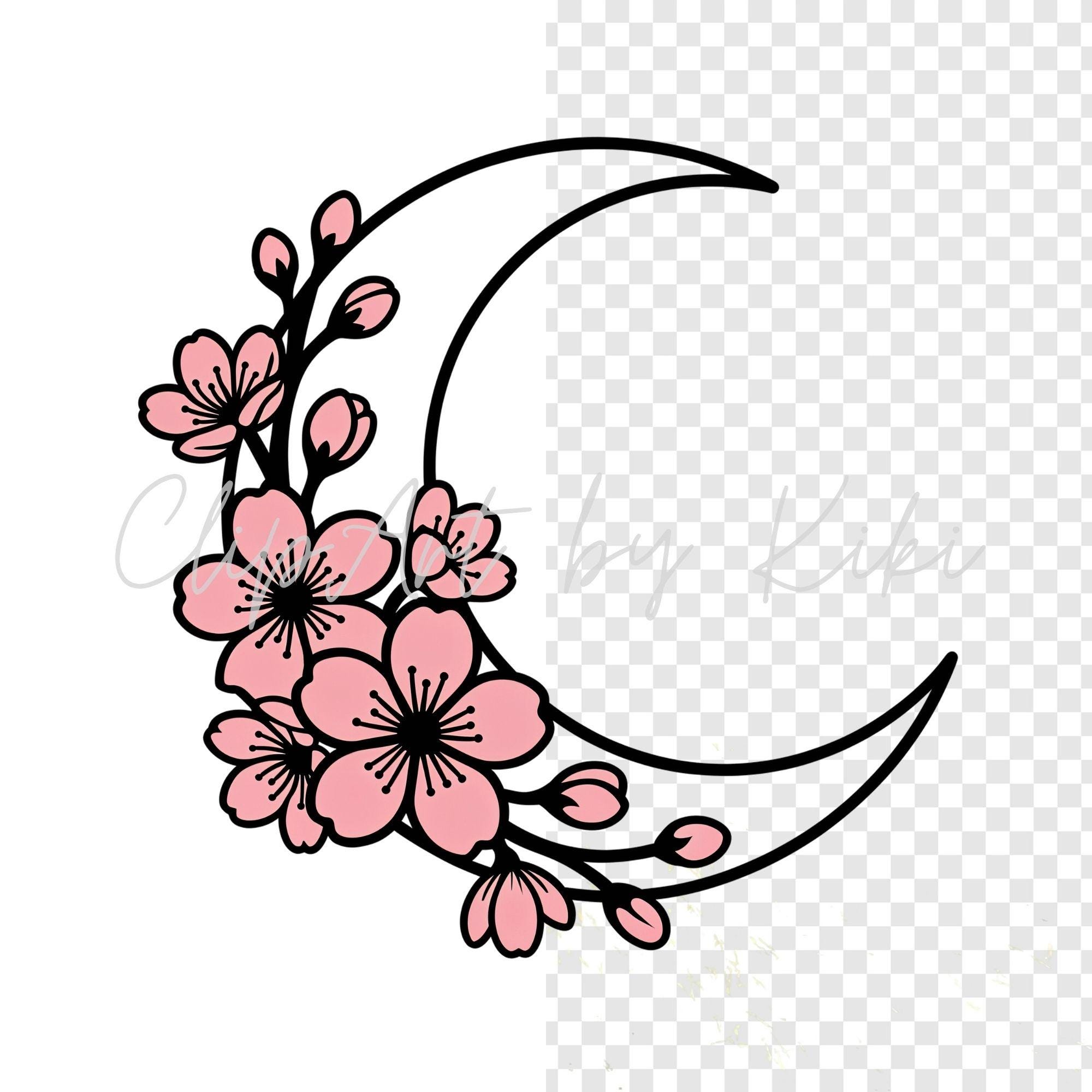 9 Cherry Blossom Floral Clipart PNG Bundle, Modern Graphic Style ...