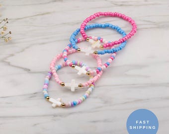 Handmade Cross Bead Bracelet, Religious Christian Jewelry