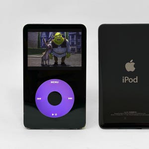 iPod Video 5G Custom Mod (Black/Purple) - Flash Drive, Larger Battery, Wolfson DAC, 5th Gen iPod Mp3 Player