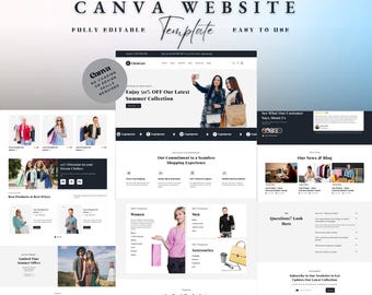E-Kommerz Canva Website-Vorlage, bearbeitbare Online-Shop-Website, Canva Landing Page, Produkt-Showcase-Vorlage, One Page Website-Vorlage