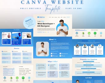 Personal Portfolio Website Template | Editable Portfolio Template | UGC Portfolio Template | Canva website Template | Landing Page