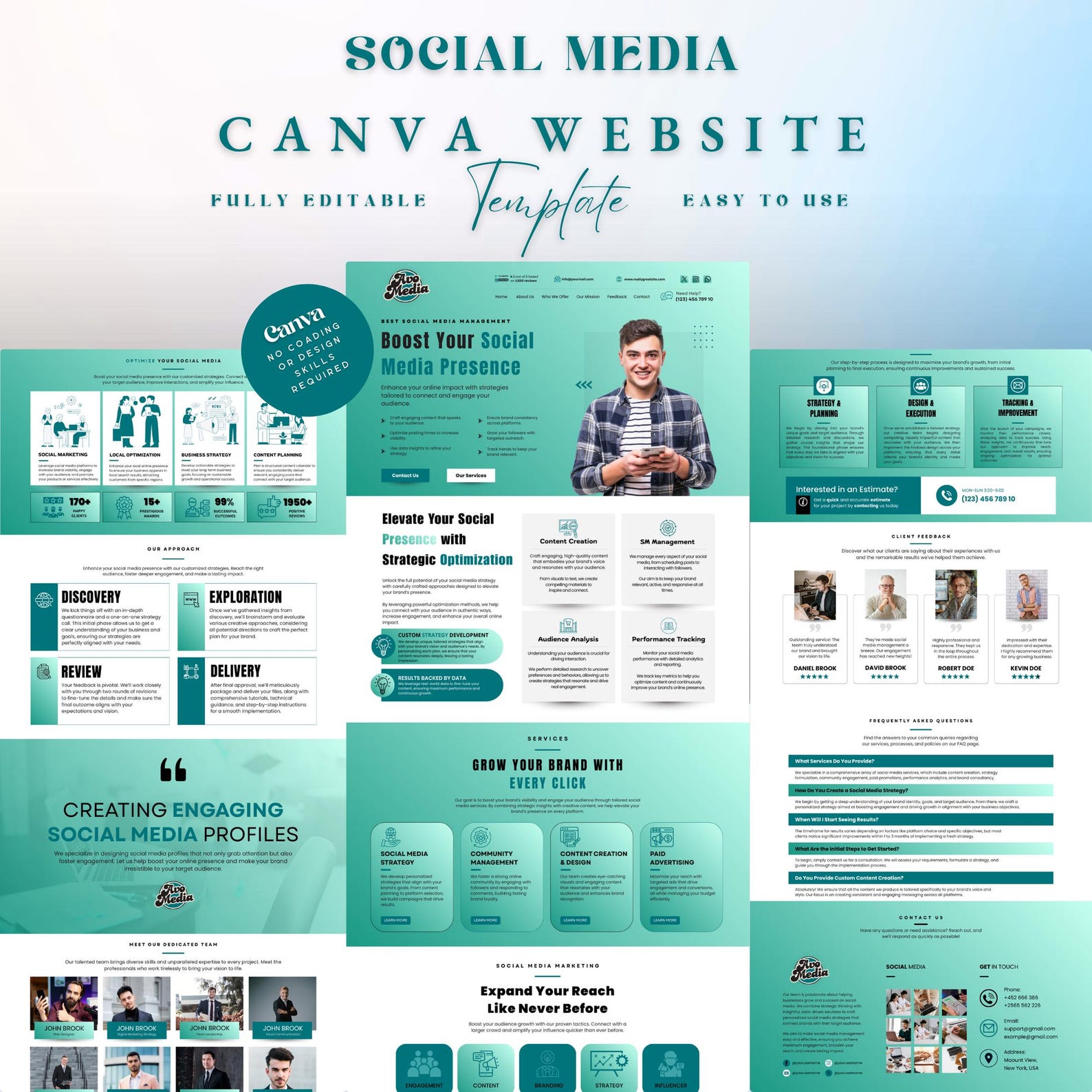 Canva Website Template Social Media Manager, Editable Canva Landing ...