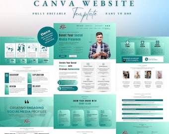 Canva Website-Vorlage Social Media-Manager, bearbeitbare Canva-Landing-Seite, Website-Vorlage für Social Media-Websites, kreative Website-Vorlagen