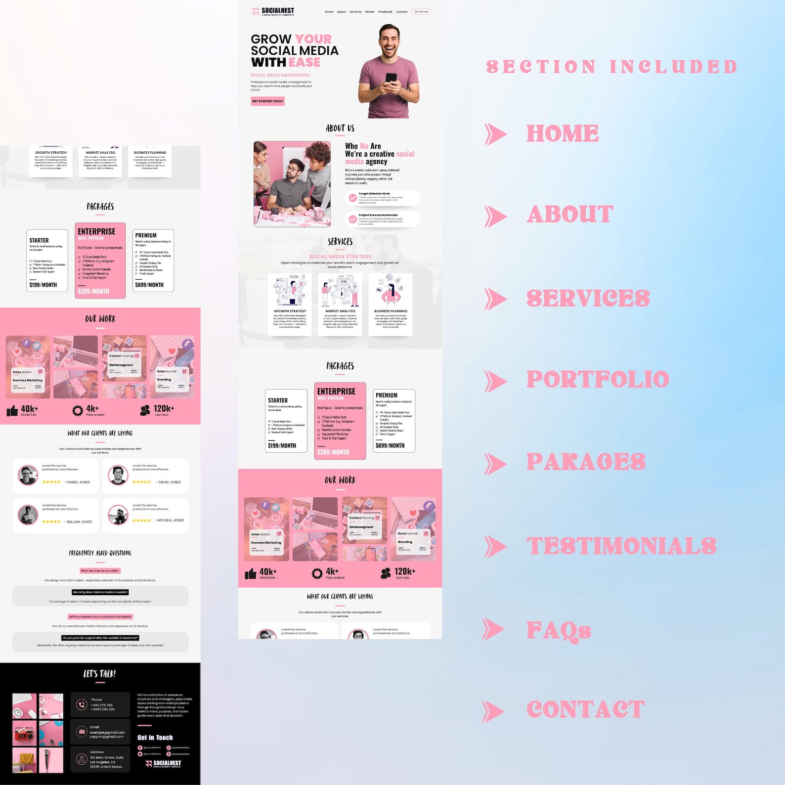 Canva Website Template for Social Media Agency, Social Media Managers ...