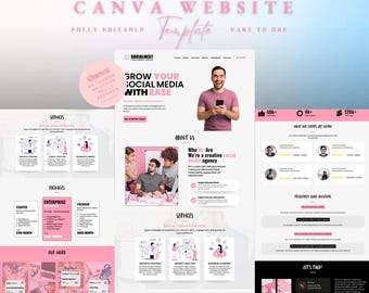 Canva Website Template for Social Media Agency, Social Media Managers Website Template, Agency Website Template, Landing Page