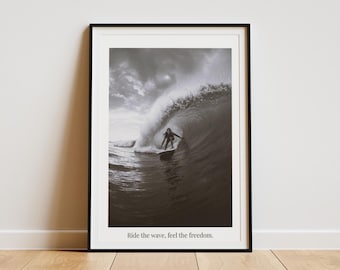 Black and White Surf Poster | Surfer Wall Art Beach Decor (Digital Download) JPG files