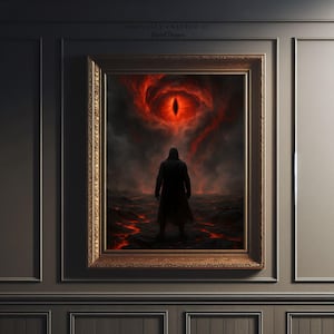 Fiery Ominous Eye Gothic Art Print: Surreal Lava Landscape (Digital Download)