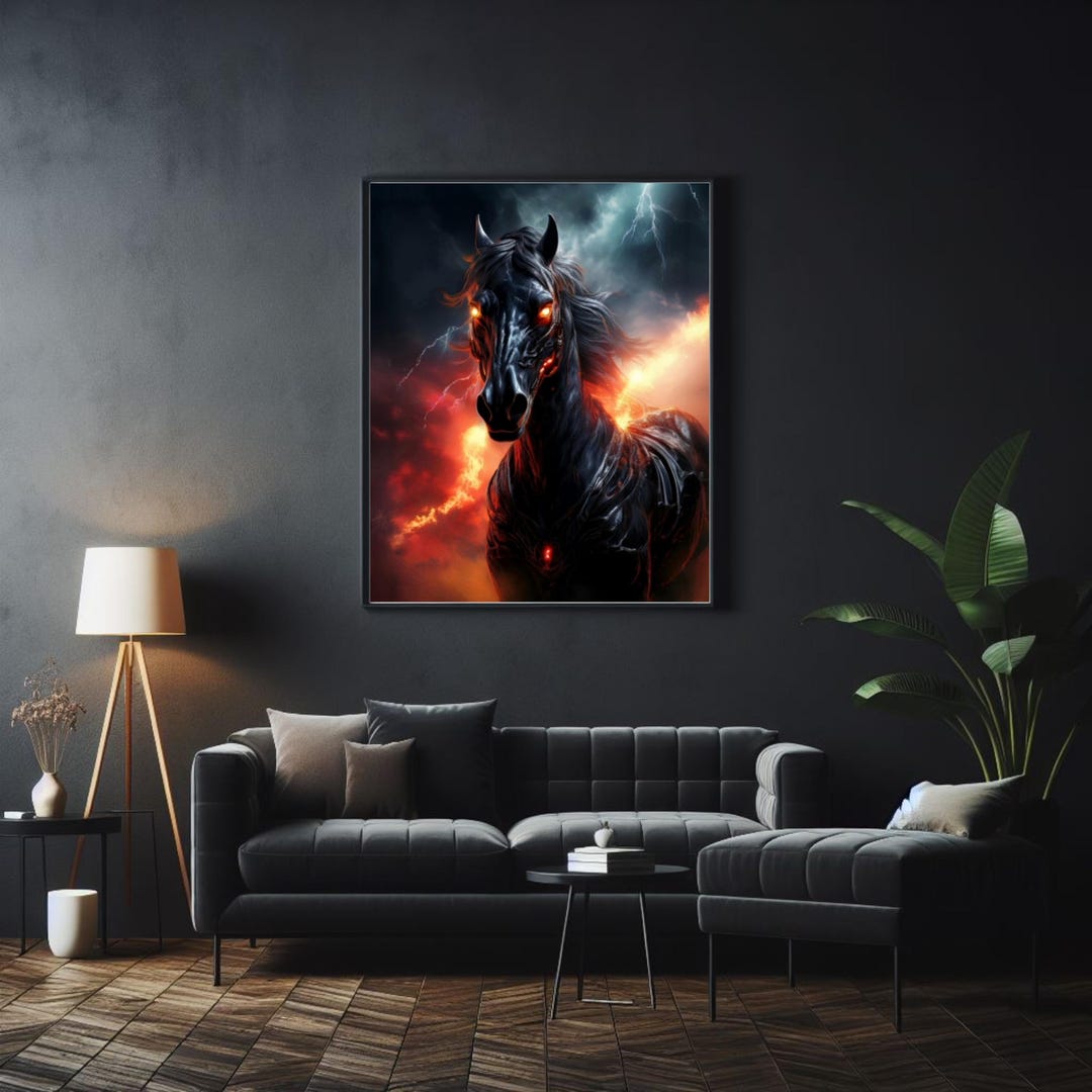 Gothic Dark Fantasy Horse Digital Art Print, Mythical Creature Wall Art ...