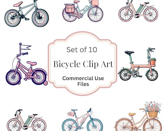 10 imágenes prediseñadas de bicicleta / Bicicleta de acuarela (descarga digital) Archivos PNG con fondo transparente