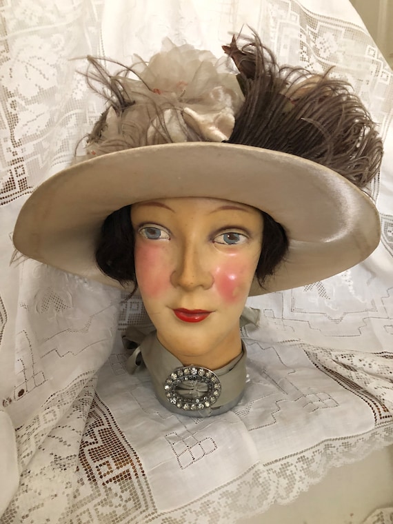 Stunning Vintage Edwardian Hat Vintage Flowers Os… - image 1