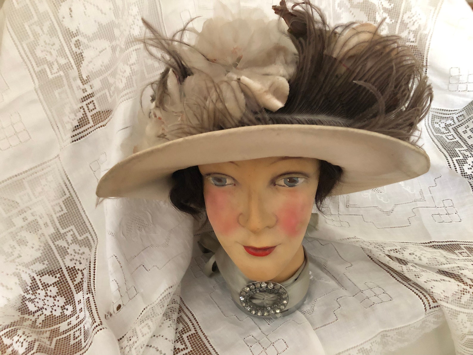 Wonderful Edwardian Net Hat with Flower main image 1