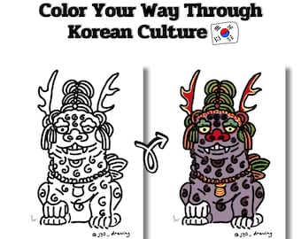 Korean Tradition Coloring Pages (Set of 12)