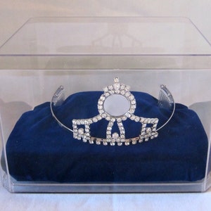 8x6x5 Round Crown Tiara Display Case with Velvet Cushion for Pageant or Princess image 3