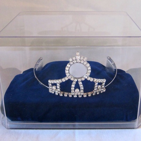 8x6x5" Tiara Crown with Combs Display Case with Velvet Cushion for Pageant or Princess