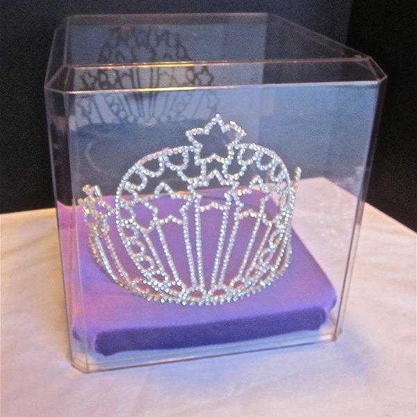 10x10x10" Crown or Tiara Large Display Case for Pageant or Princess