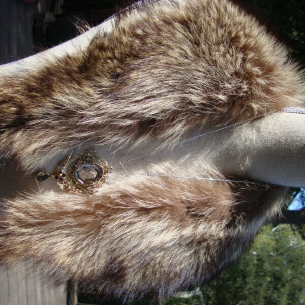 1970's Vintage Black Fox Collar Genuine Fur Fox Fur Winter Wedding Black Fur Coat 130-1 450