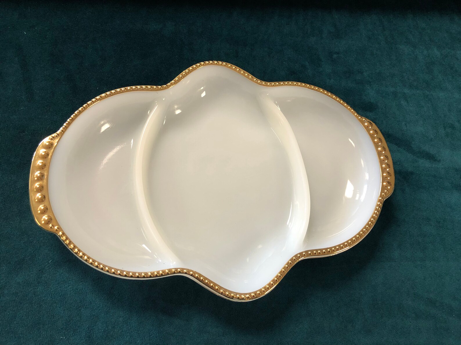 Vintage Fire King Oven Ware White Milk Glass Gold Rim Serving Etsy