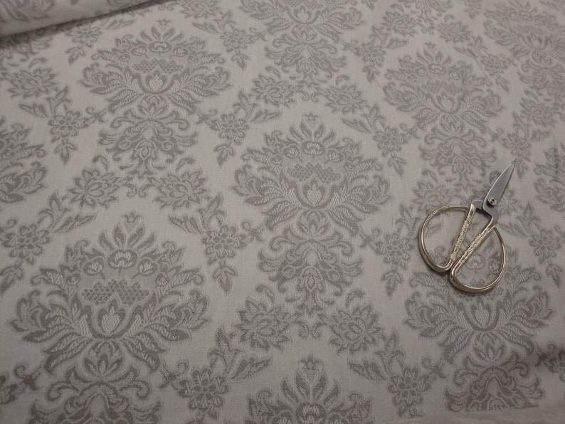 56 Wide Beige Cotton Drapery Fabric Floral Fabric Cafe Etsy