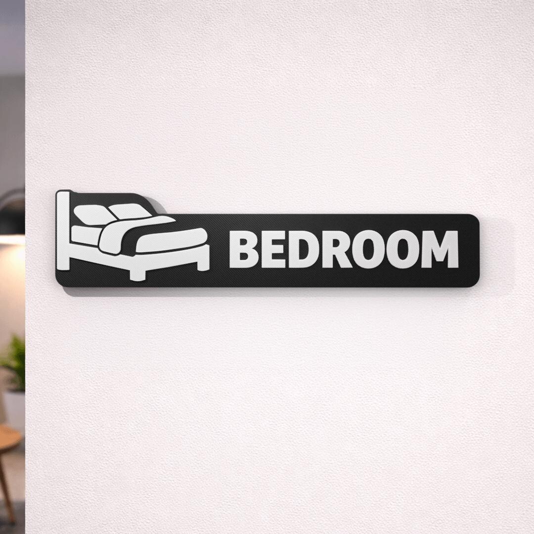 3D Printed Bedroom Sign – Modern Bed Icon Door Decor, Raised Letter ...