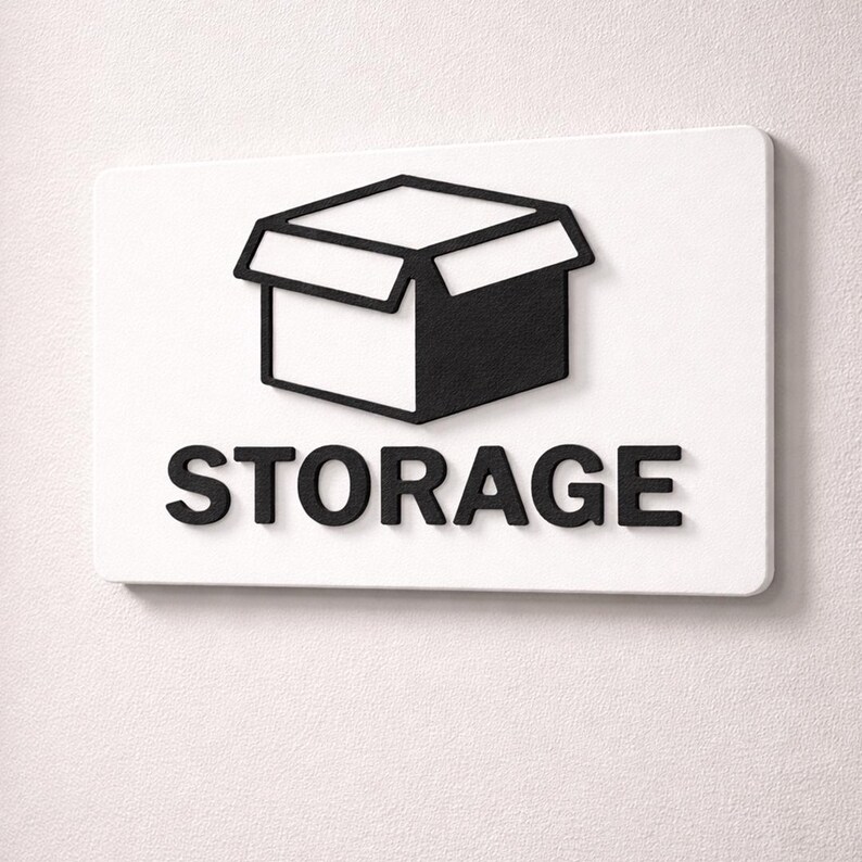 Word Storage Sign 3D Printed Storage Room Sign, Modern Minimalist Door Plaque, Black ...