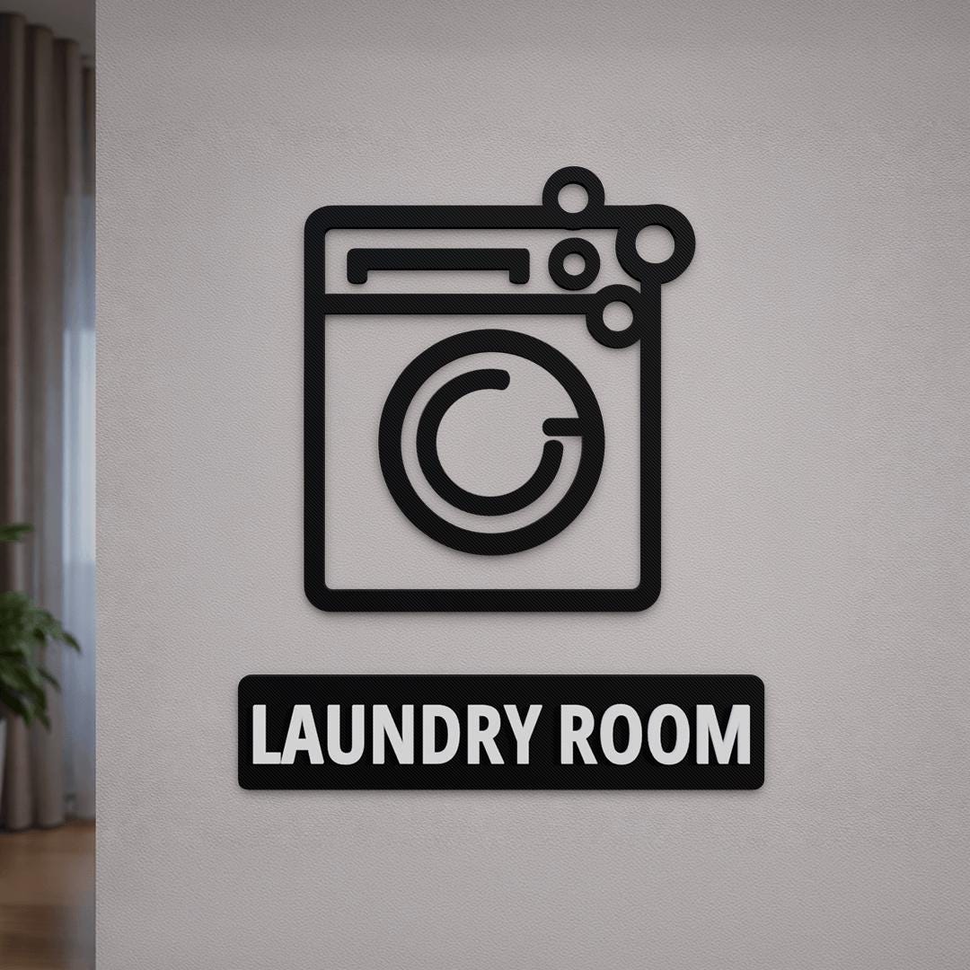 3D Printed Laundry Room Sign – Modern Washer Icon Door Decor - Etsy