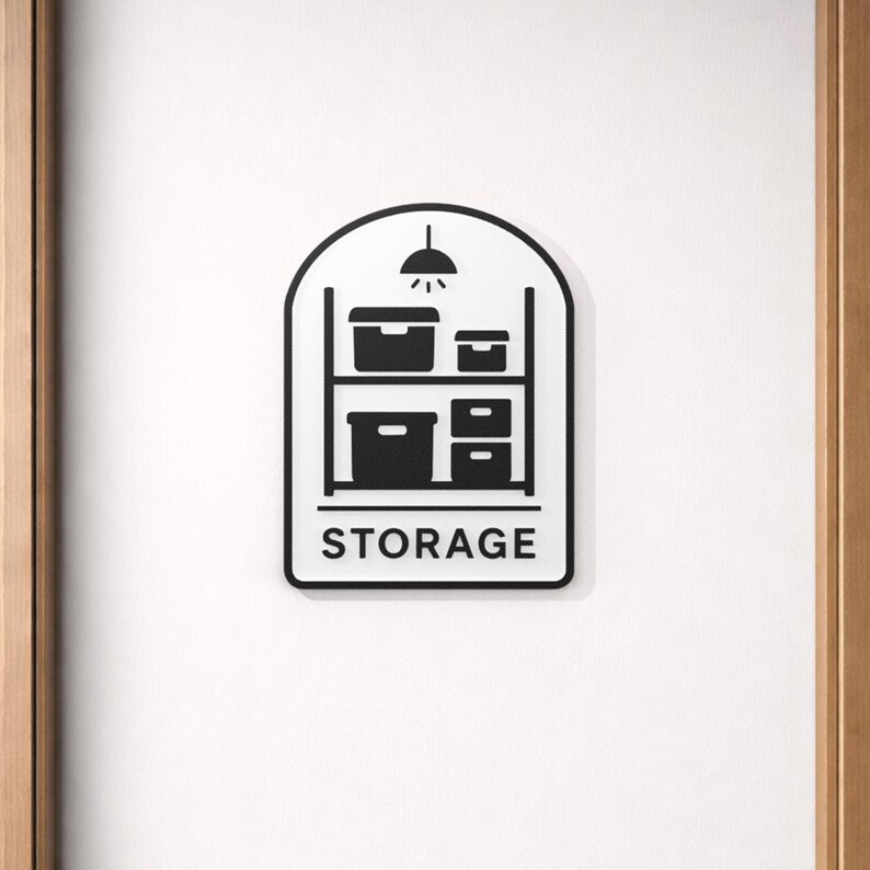 Word Storage Sign Minimal 3D Printed Storage Room Sign – Modern Shelf Icon Door Sign ...