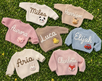 Custom Baby Name Embroidered Sweater, Personalized Cotton Pullover For Toddlers, Comfortable Everyday Baby Wear,Special Gift For Little Ones