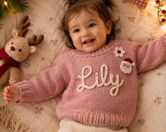 Minimal Personalized Baby Name Sweater, Custom Embroidered Cotton Pullover, Simple Letter Design Toddler Clothing, Modern , Unique Gift Idea