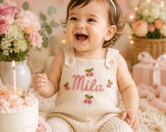 Custom Baby Name Knit Overalls,Personalized Embroidered Baby Romper, Playtime Outfit For Little Ones, Cozy Everyday Wear, Childhood Keepsake