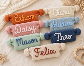 Cozy Cotton Baby Name Sweater, Handmade Embroidered Pullover, Warm Infant Outfit For Fall And Winter, Cute Little One Clothing,Keepsake Gift