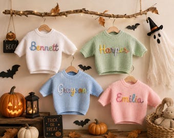 Custom Embroidered Baby Name Sweater,Personalized Cotton Toddler Pullover,Soft Clothing,Cute Little One Outfit, Baby Shower, Keepsake Memory