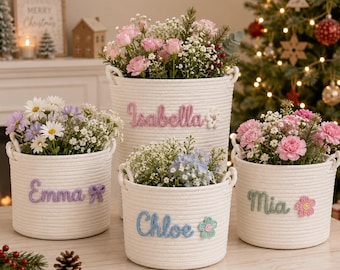 Premium Personalized Basket,Custom Name Woven Storage Organizer,Handmade Home Decor Basket, Kids Room And Everyday Organization, Unique Gift