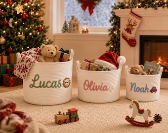Custom Name Storage Basket, Personalized Handmade Woven Organizer, Basket For Baby Items, Toys, Nursery Decor And Home Storage, Special Gift