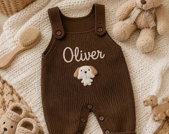 Personalized Baby Knit Overalls,Custom Name Embroidered Romper,Adorable Photo Outfit For Babies,Family Moments And Special Occasions, Unique