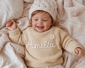 Personalized Toddler Name Sweater,Custom Embroidered Baby Pullover,Playtime Outfit For Little Explorers, Soft Cotton Clothing, Everyday Wear