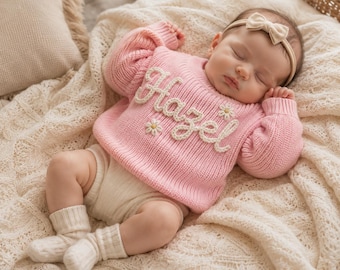 Cute Personalized Baby Name Sweater, Custom Embroidered Toddler Pullover, Adorable Infant Outfit,Soft Cotton Baby Apparel,Birthday,Cherished
