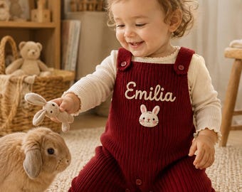 Personalized Baby Name Romper,Handmade Embroidered Knit Overalls, Sweet Infant Clothing, Newborn Baby Shower Present, Cozy Little One Outfit
