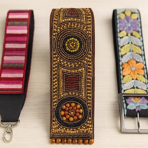 Set of 3 Boho Belts – Embroidered Beaded Waist Belts & Bag Straps