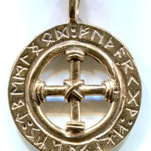 Solar Cross with Futhark Ring - Bronze - 5160B