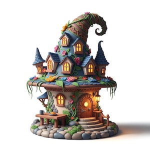 Casa de hadas caprichosa STL – Archivo de impresión 3D de cabaña de fantasía (descarga digital)