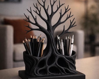 Modern Tree Pen Holder STL | Premium Desk Organizer 3D Print | Minimal Home Office Decor | Resin & FDM Printable File