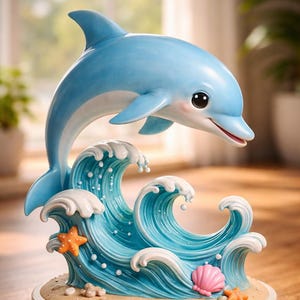 Söt delfinvågskulptur i STL – Realistisk havsfigur för 3D-utskrift | Resin- och FDM-vänlig dekorativ modell