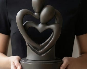 Valentine’s Day Gift Couple Sculpture STL | Abstract Love Heart Statue | Romantic Modern Art | 3D Printable Couple Decor | Resin & FDM